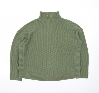Jones New York Women Green L Roll Neck Knit Jumper Cotton Blend