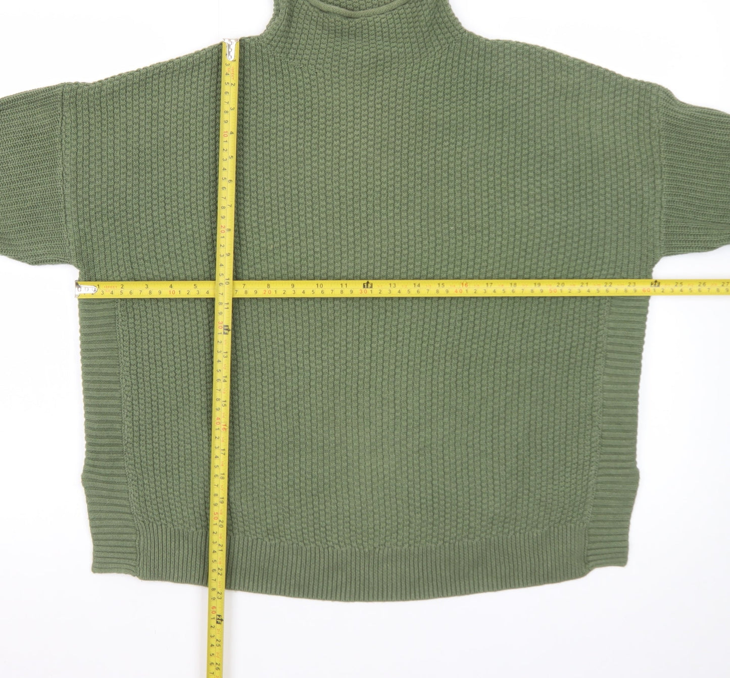 Jones New York Women Green L Roll Neck Knit Jumper Cotton Blend