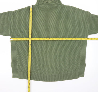 Jones New York Women Green L Roll Neck Knit Jumper Cotton Blend