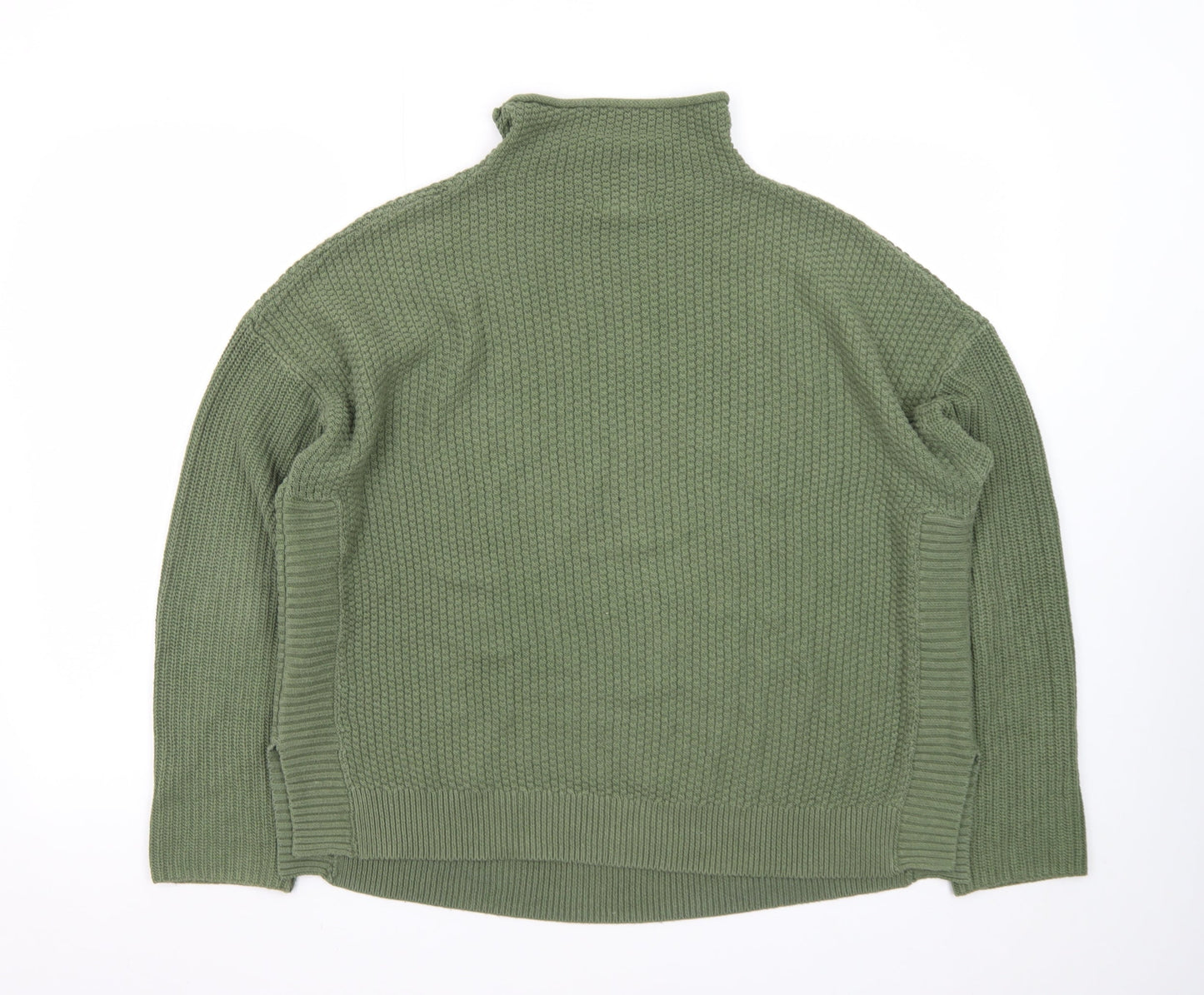 Jones New York Women Green L Roll Neck Knit Jumper Cotton Blend
