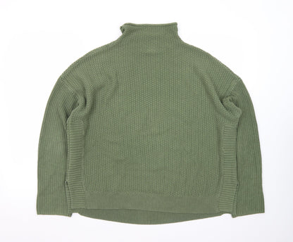 Jones New York Women Green L Roll Neck Knit Jumper Cotton Blend