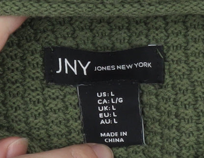 Jones New York Women Green L Roll Neck Knit Jumper Cotton Blend