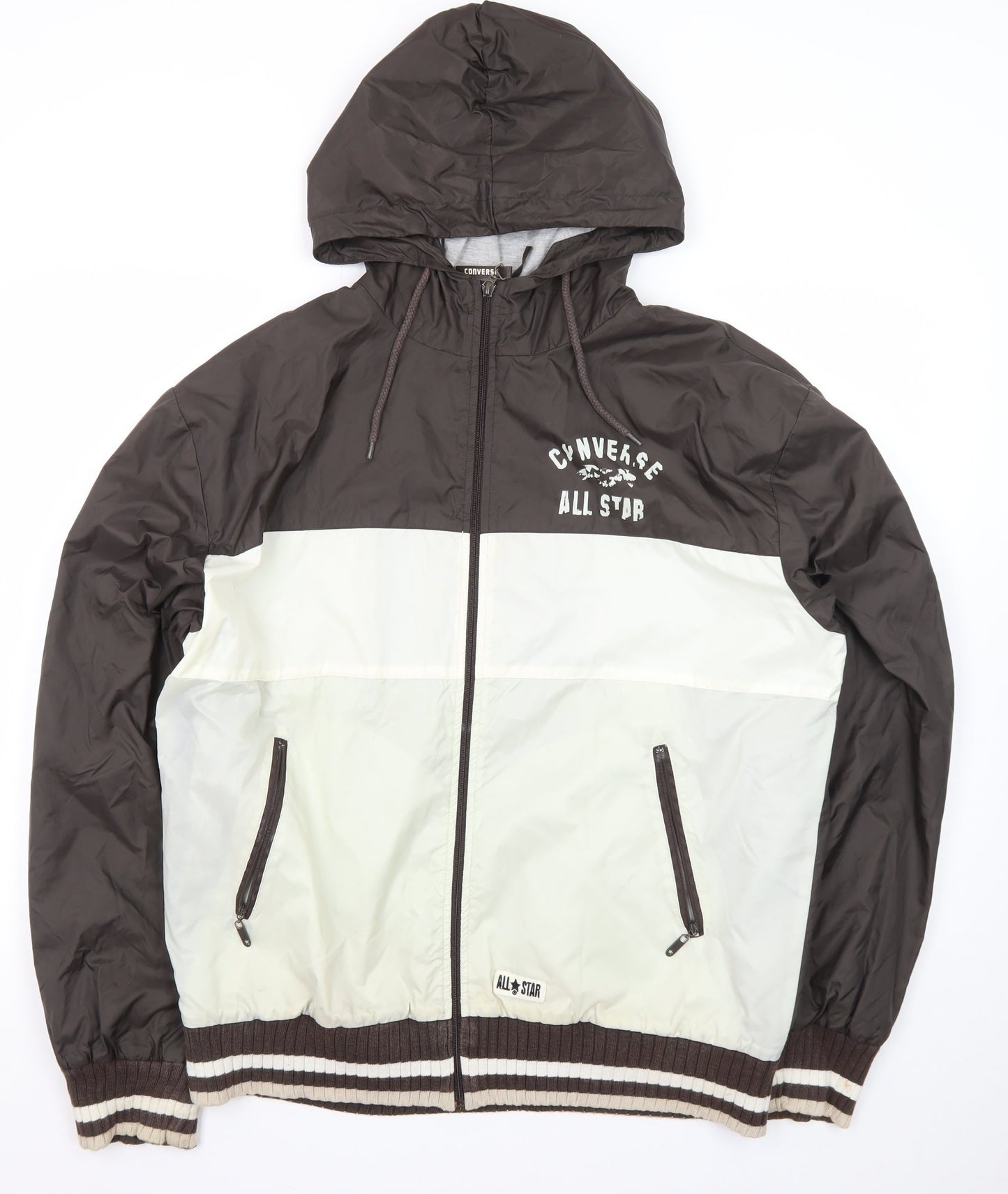 Converse Men's Brown XL Hooded Windbreaker Jacket