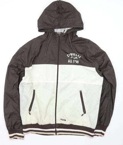 Converse Men's Brown XL Hooded Windbreaker Jacket