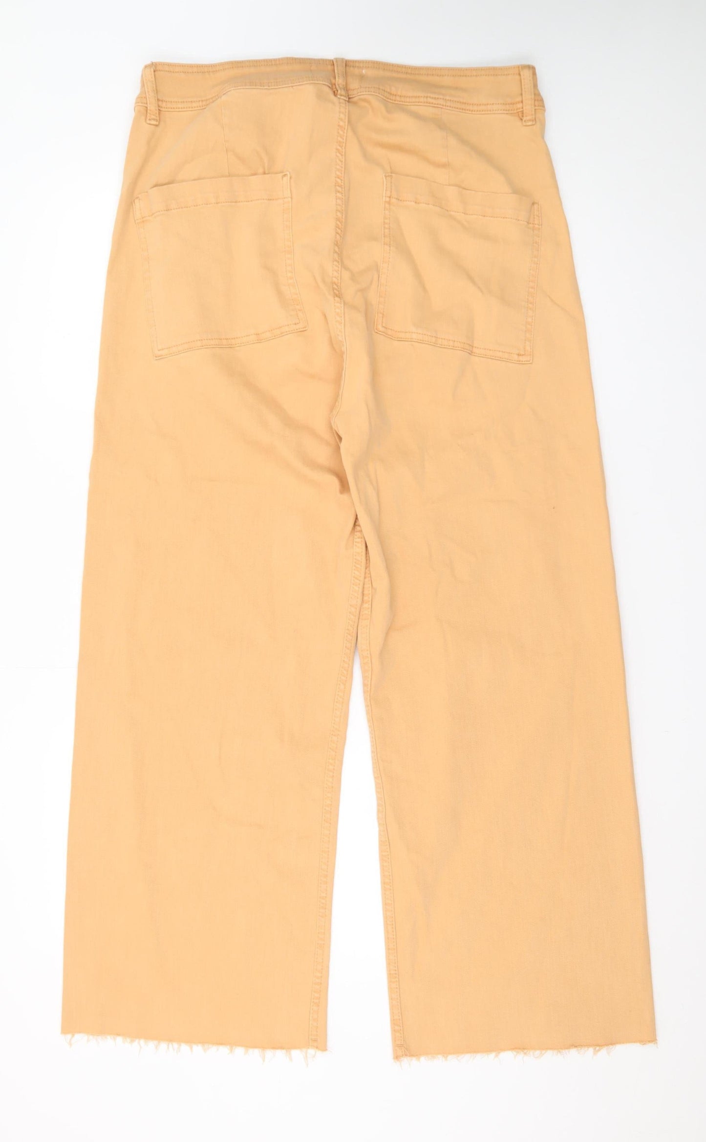 Primark Women’s Beige Wide-Leg High Rise Cotton Jeans Size 18