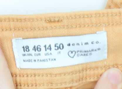 Primark Women’s Beige Wide-Leg High Rise Cotton Jeans Size 18