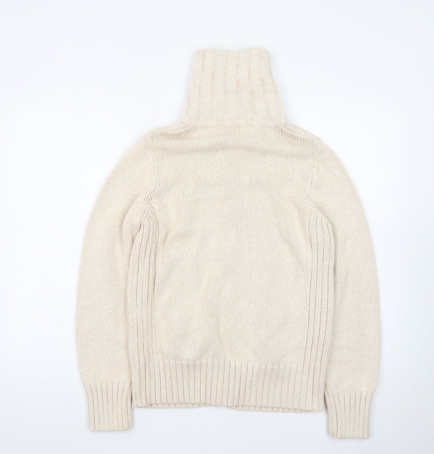 BHS Women Beige Full Zip Jumper Size 16 Wool Blend High Neck