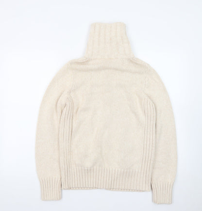 BHS Women Beige Full Zip Jumper Size 16 Wool Blend High Neck