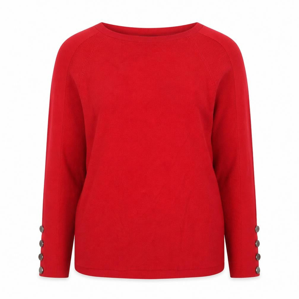 Betty Barclay Women’s Red Boat Neck Long Sleeve Pullover Jumper Size 14