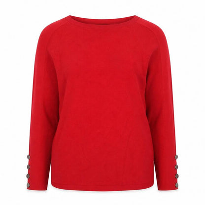Betty Barclay Women’s Red Boat Neck Long Sleeve Pullover Jumper Size 14