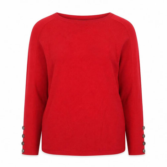 Betty Barclay Women’s Red Boat Neck Long Sleeve Pullover Jumper Size 14