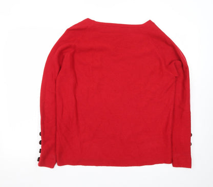 Betty Barclay Women’s Red Boat Neck Long Sleeve Pullover Jumper Size 14