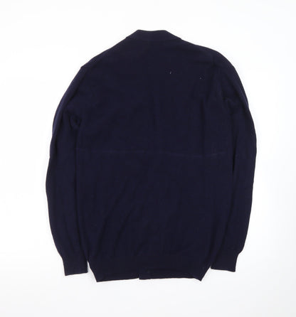 Lyle & Scott Men's Blue Wool V-Neck Cardigan Size L