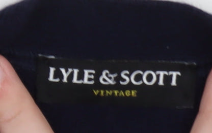 Lyle & Scott Men's Blue Wool V-Neck Cardigan Size L