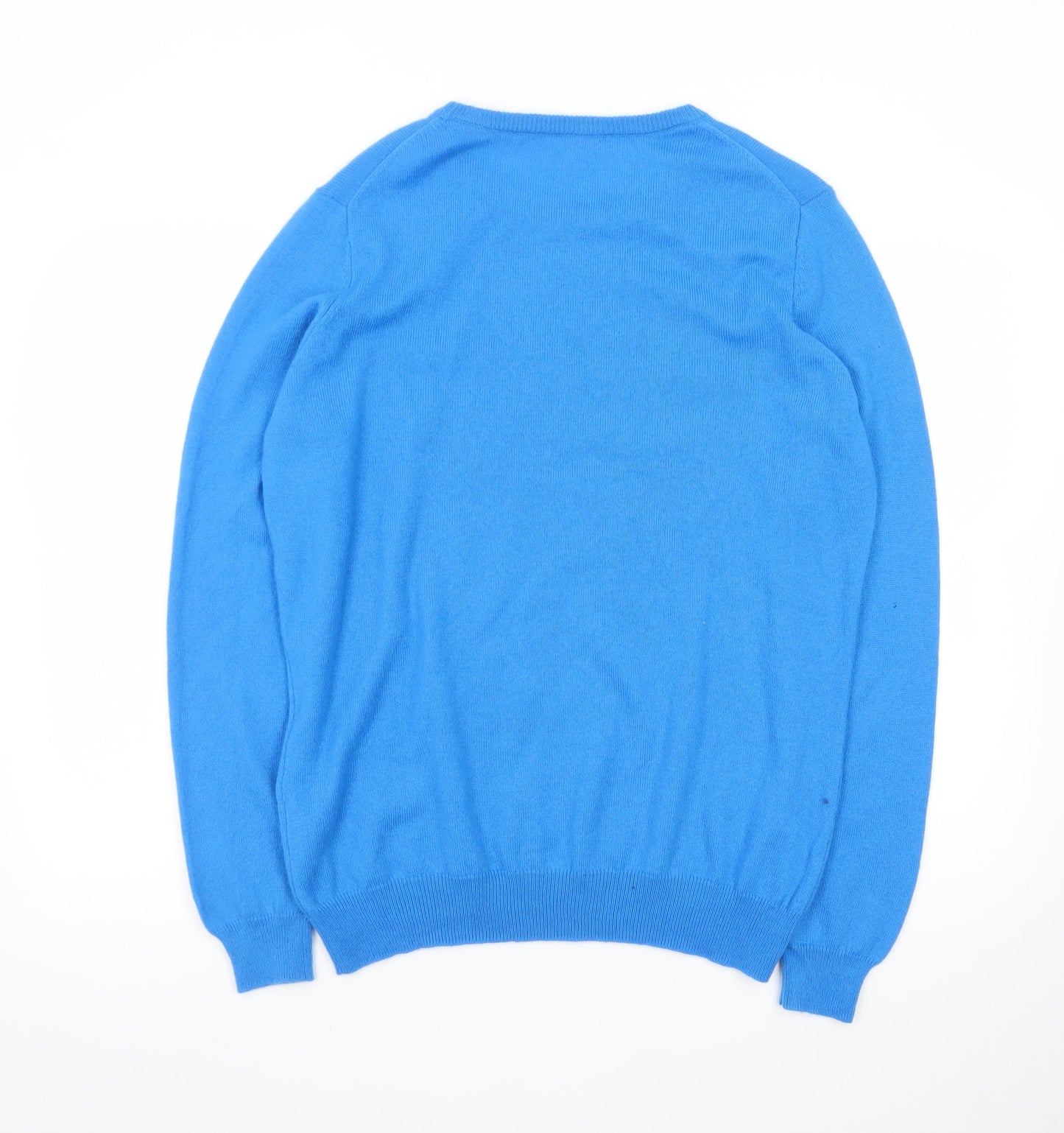 WoolOvers Men's Blue Merino Wool Cashmere Crew Neck Jumper L