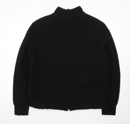Replay Men's Black XL Full Zip Knit Wool Blend Jumper