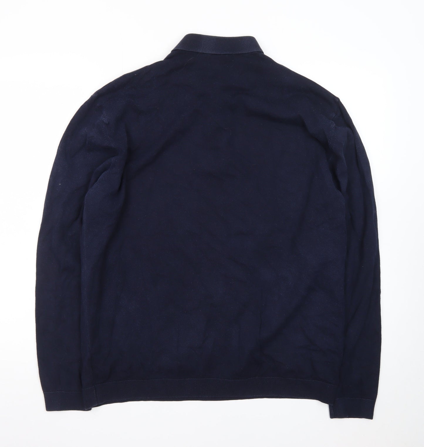 Next Men's Navy Cotton Blend Henley Jumper XL Classic Knitwear
