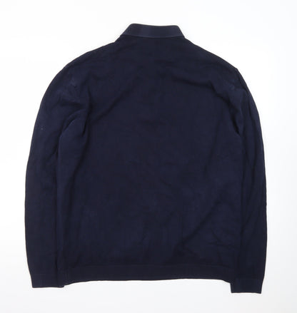 Next Men's Navy Cotton Blend Henley Jumper XL Classic Knitwear