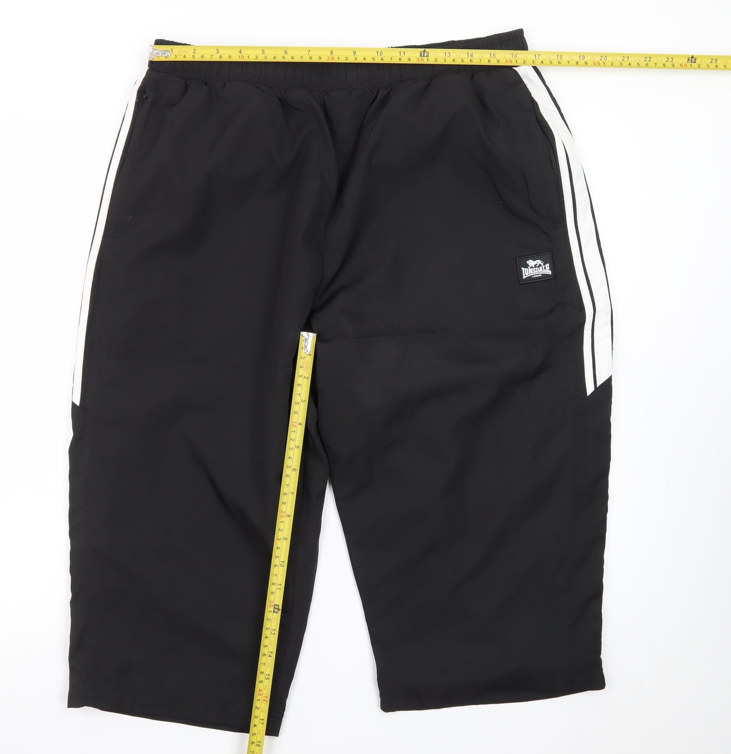 Lonsdale Men’s Black 2XL Sweat Shorts with Stripe Detail