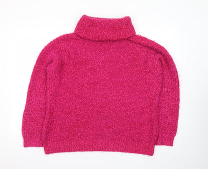 Marks and Spencer Women’s Pink Roll Neck Chunky Knit Jumper Size M