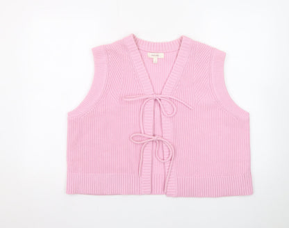 Marks and Spencer Women Pink L Knit Vest Jumper with Bows