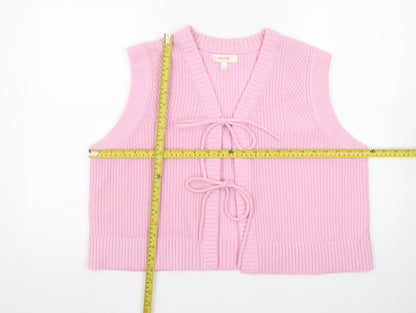 Marks and Spencer Women Pink L Knit Vest Jumper with Bows
