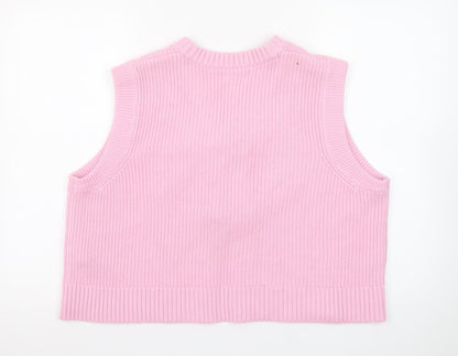 Marks and Spencer Women Pink L Knit Vest Jumper with Bows