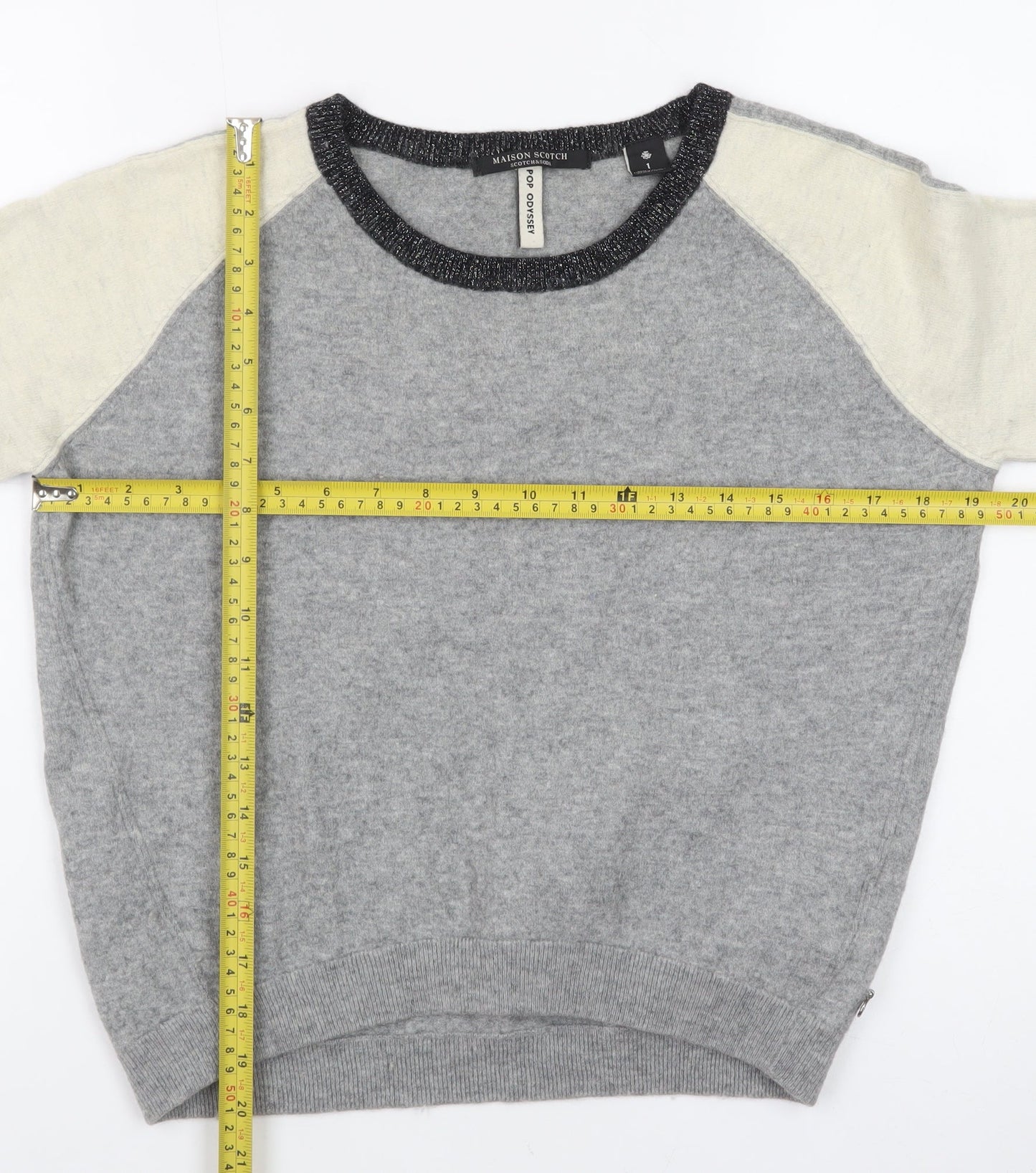 Maison Scotch Women's Grey Wool Blend Pullover Jumper Size S