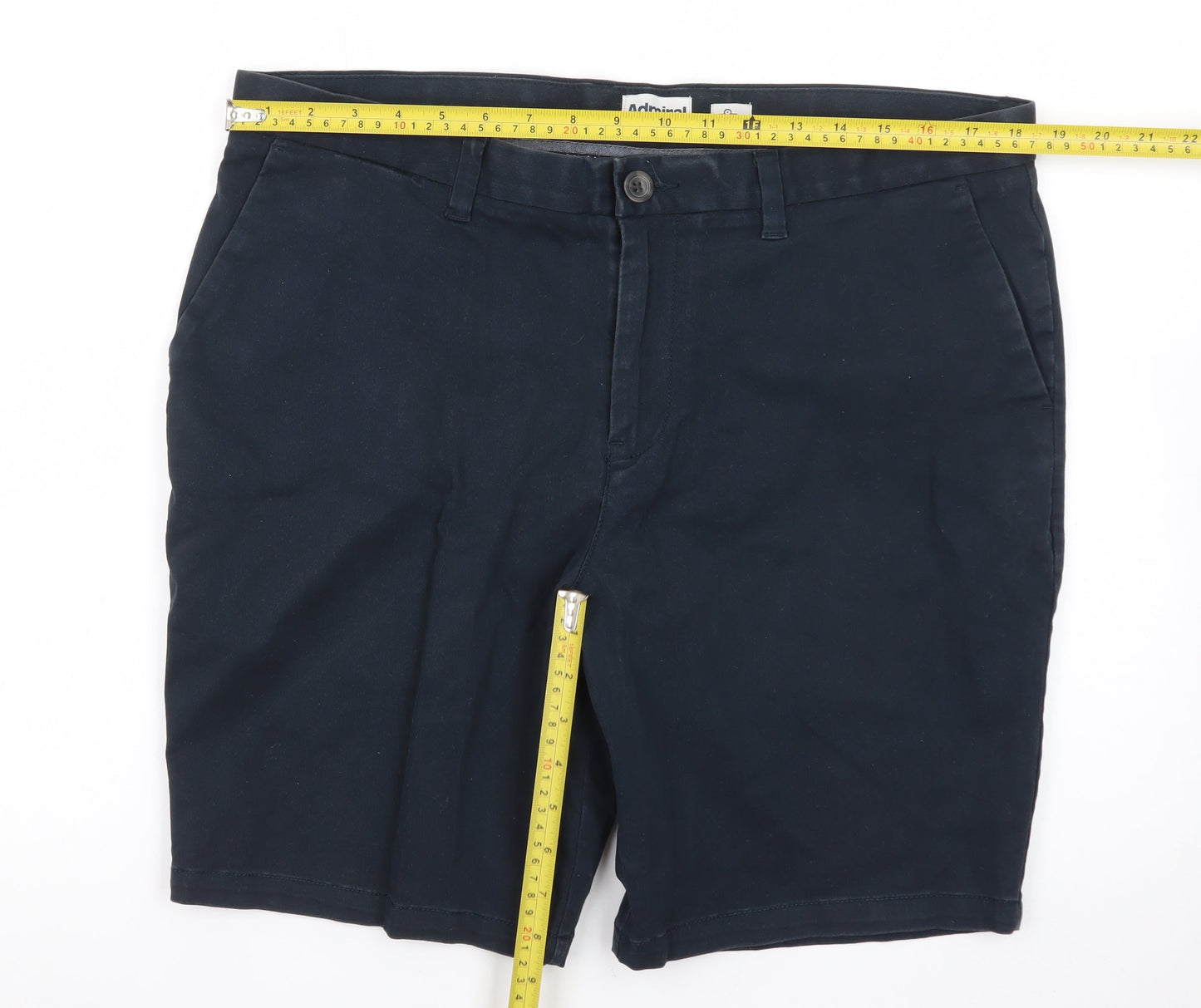 Admiral Men's Blue Chino Shorts Size 36 Regular Cotton Blend