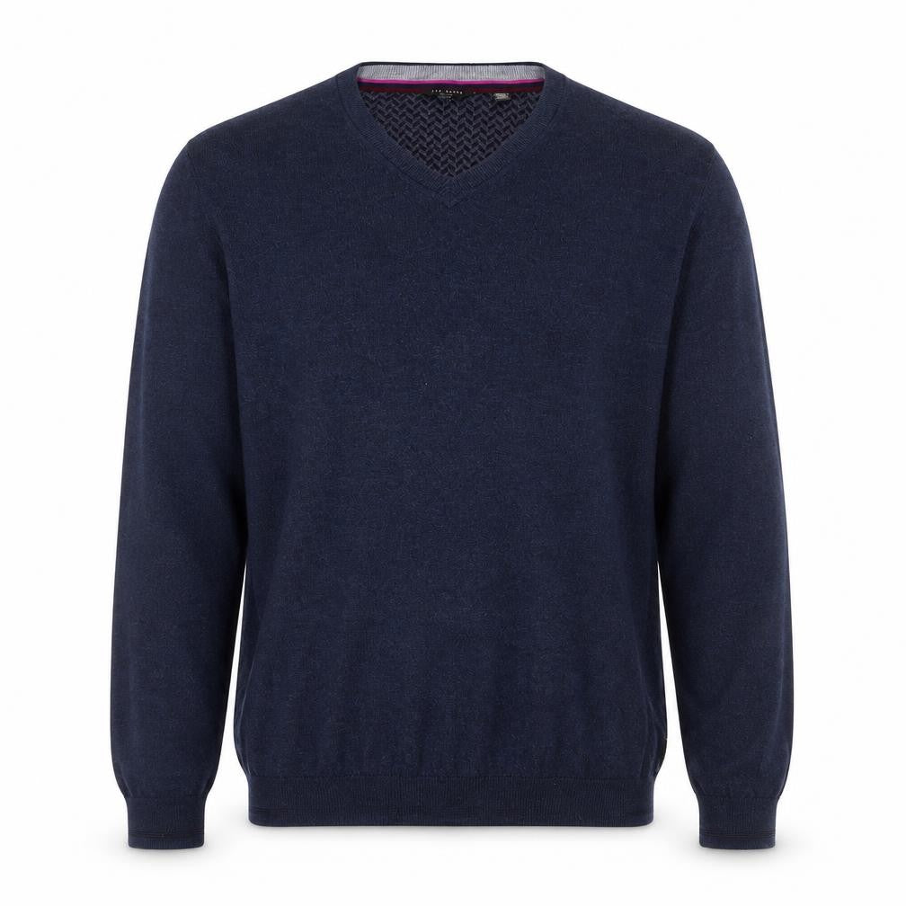 Ted Baker Men's Blue Wool Blend V-Neck Jumper Size XL