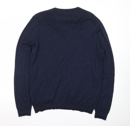 Ted Baker Men's Blue Wool Blend V-Neck Jumper Size XL