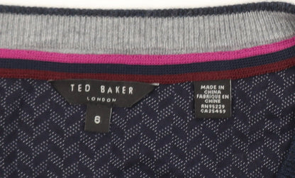 Ted Baker Men's Blue Wool Blend V-Neck Jumper Size XL
