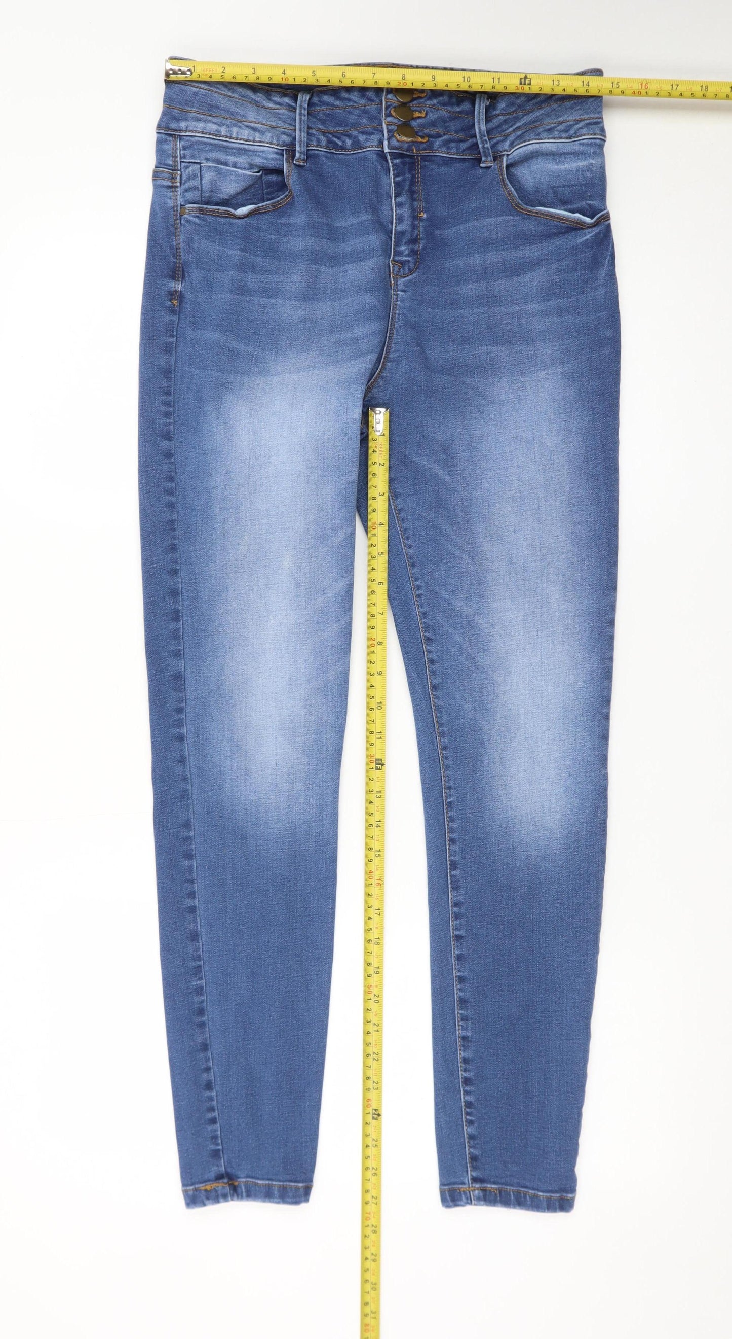 Denim Co Womens Blue Skinny Jeans Size 16 High Rise Stretch