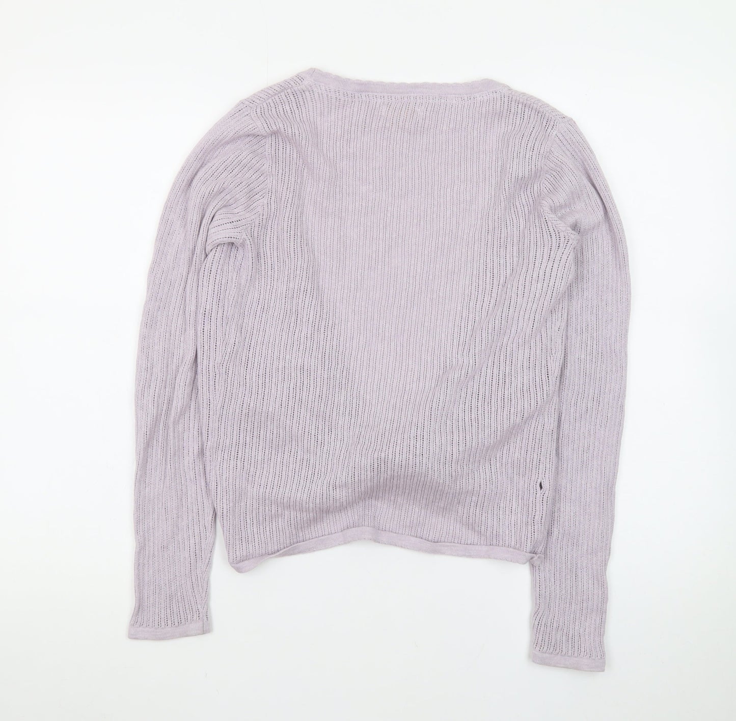 Fat Face Women’s Purple Knit Cotton Cardigan UK 8 V-Neck Tie Front