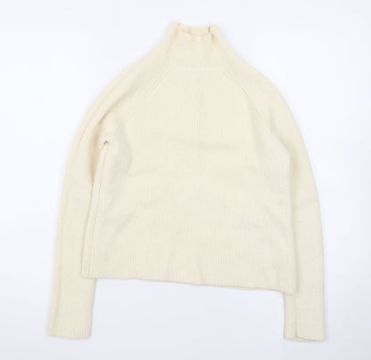 Rachel Zoe Women Ivory Small Roll Neck Merino Wool Jumper