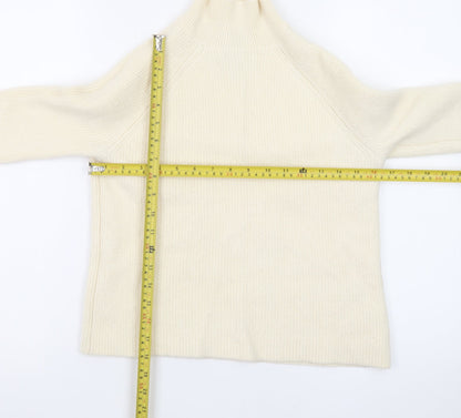 Rachel Zoe Women Ivory Small Roll Neck Merino Wool Jumper