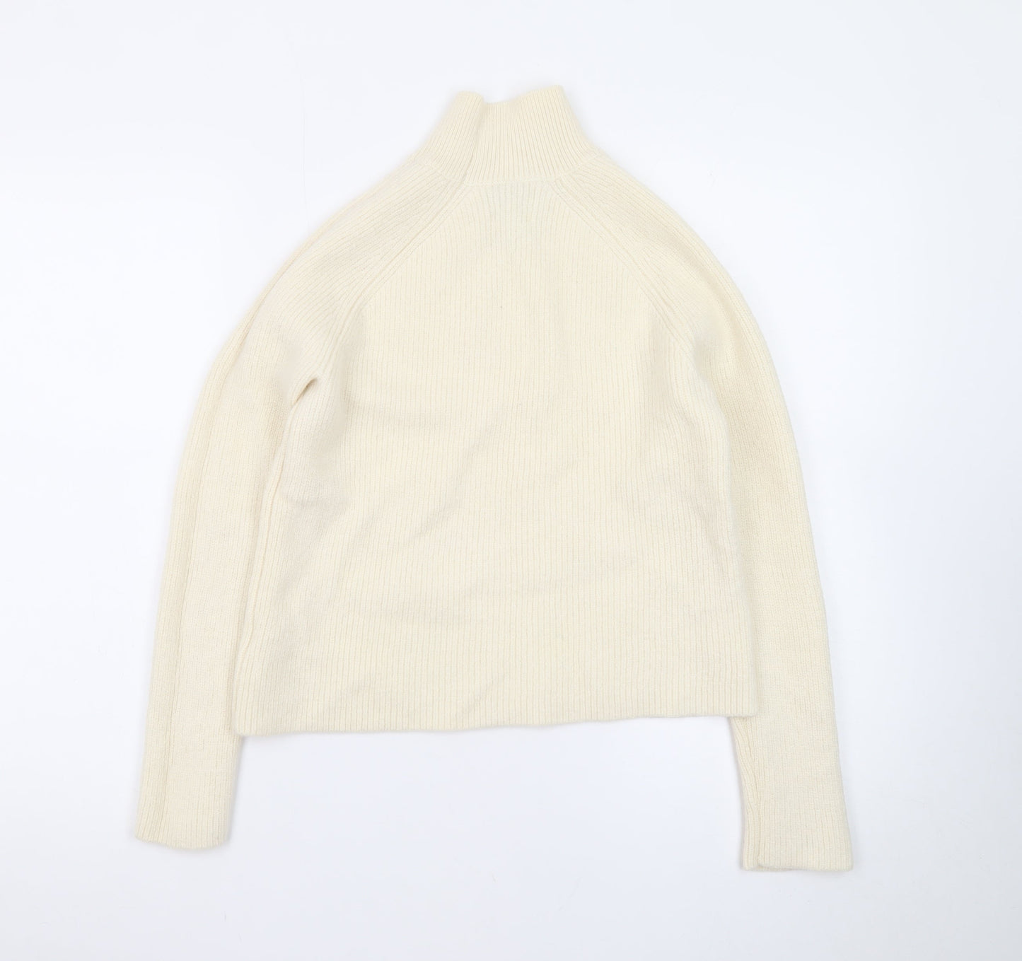 Rachel Zoe Women Ivory Small Roll Neck Merino Wool Jumper