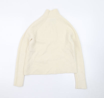 Rachel Zoe Women Ivory Small Roll Neck Merino Wool Jumper