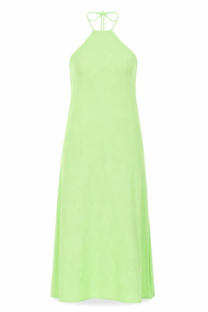 FP Beach Women's Green Halter Slip Dress Size M Knit Summer Style
