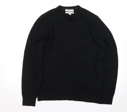 Marks and Spencer Mens Black Merino Wool Crew Neck Jumper M