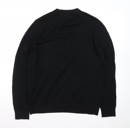 Marks and Spencer Mens Black Merino Wool Crew Neck Jumper M