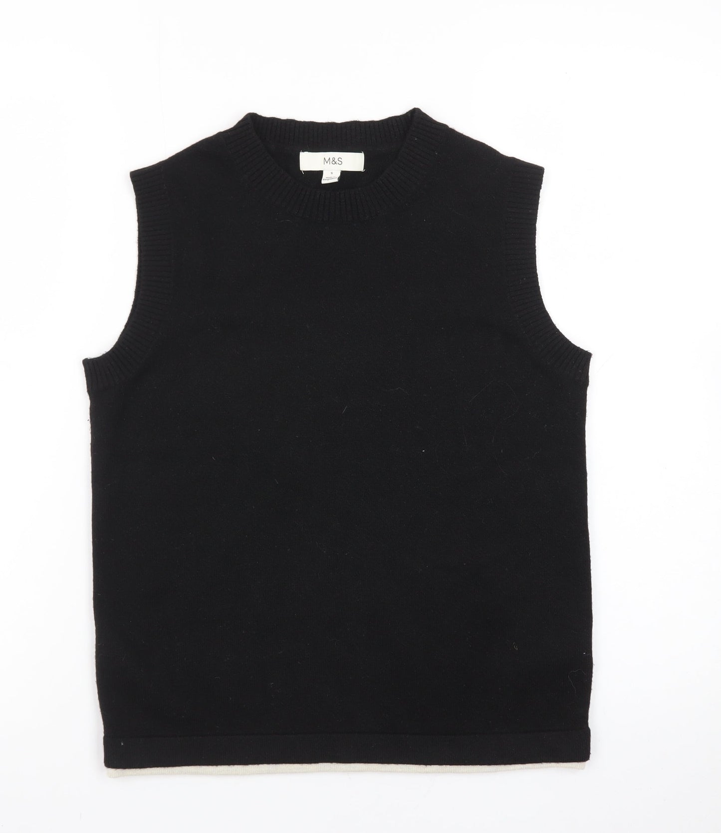 Marks and Spencer Women's Black Knit Sleeveless Vest Jumper Size S