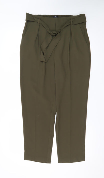 F&F Women's Green Paperbag Tapered Trousers Size 14