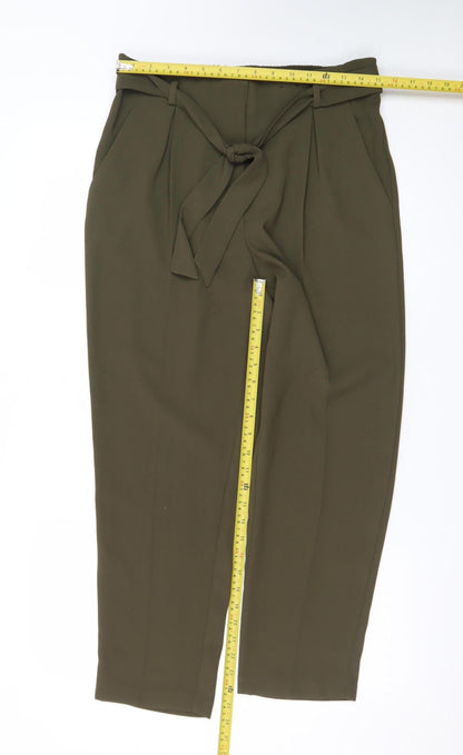 F&F Women's Green Paperbag Tapered Trousers Size 14