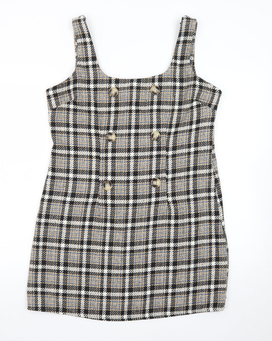 New Look Women's Multicoloured Check Pinafore Dress Size 14
