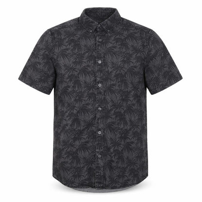 Burton Menswear London Men's Black Tropical Short Sleeve Button-Up Shirt Size S