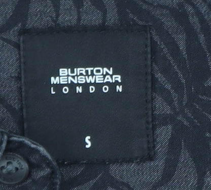 Burton Menswear London Men's Black Tropical Short Sleeve Button-Up Shirt Size S