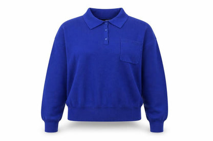 Zara Women Blue Collared Henley Knit Jumper Size 12