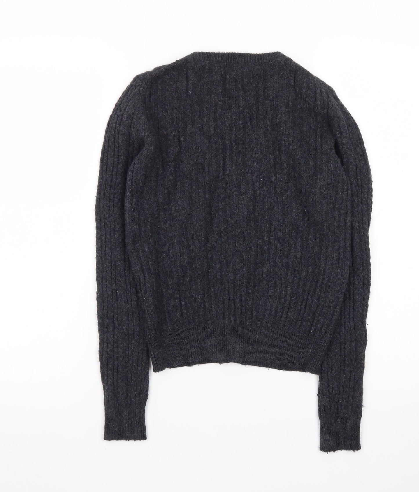 Jack Wills Womens Black Cable Knit Cardigan UK 8 Wool Blend