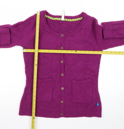 Windfish Womens Purple Wool Blend Cable Knit Cardigan Size 12